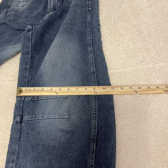 Barrel Leg Jeans PANTS  Womens Size S 29"W 24.5"L‎ Blue Cotton Blend SEAM DETAIL - Picture 5 of 16